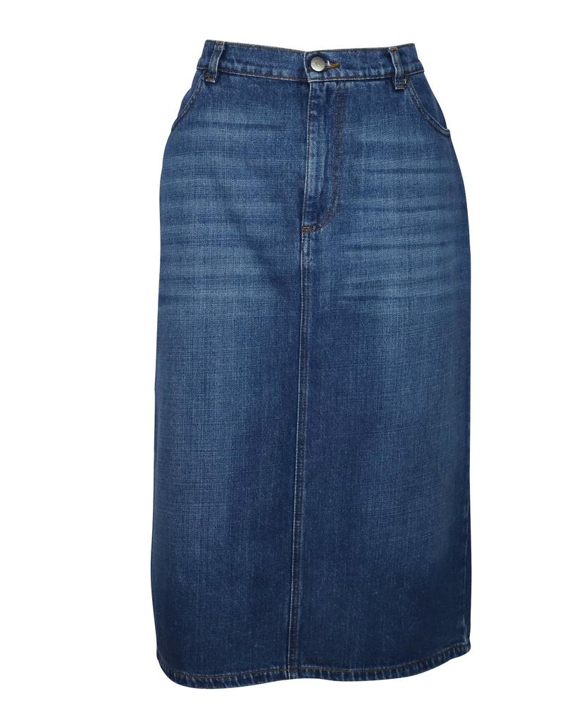 ALEXACHUNG Alexa Chung Denim Midi Skirt in Blue Cotton