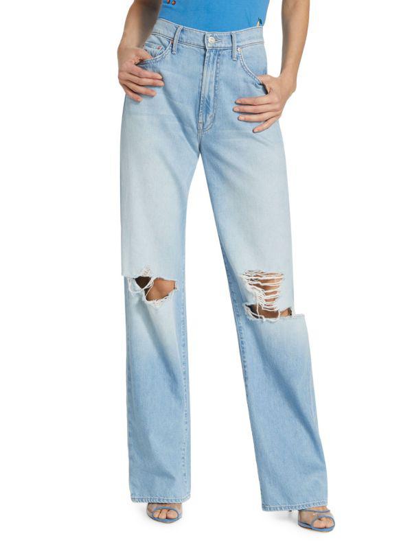 Mother The Maven Distressed Wide Leg Jeans