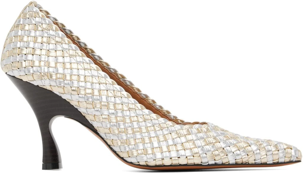 Stella McCartney Silver 
Gold Elsa Woven Metallic Heels