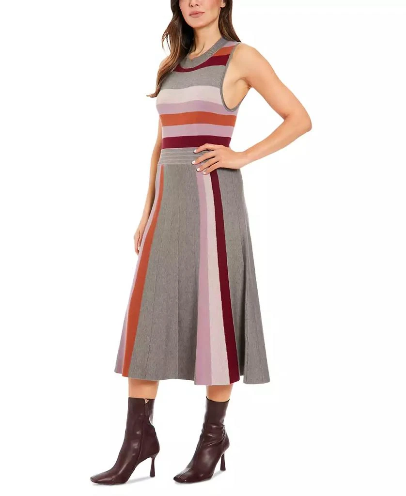 London Times Women's Striped Sleeveless Sweater Dress 4
