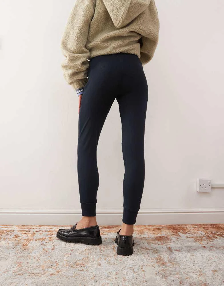 COLLUSION COLLUSION heavyweight ribbed legging in dark grey with deep cuff 2