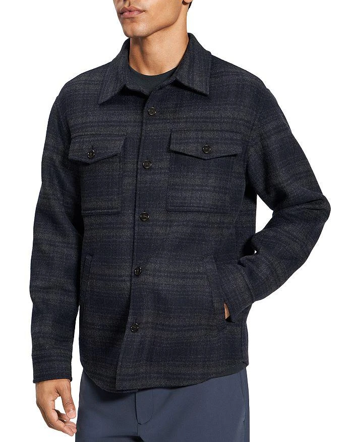 Theory Shirt Jacket in Noble Plaid 1