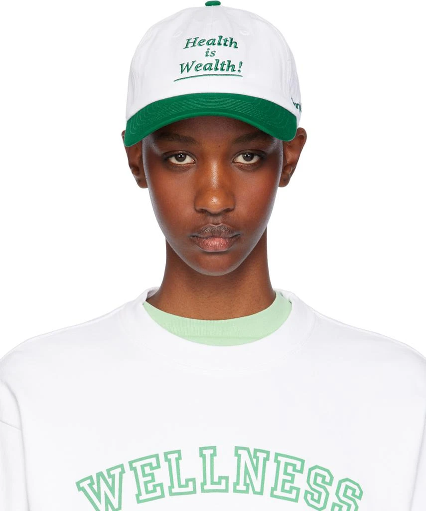 Sporty & Rich White & Green 'Health Is Wealth' Cap 1