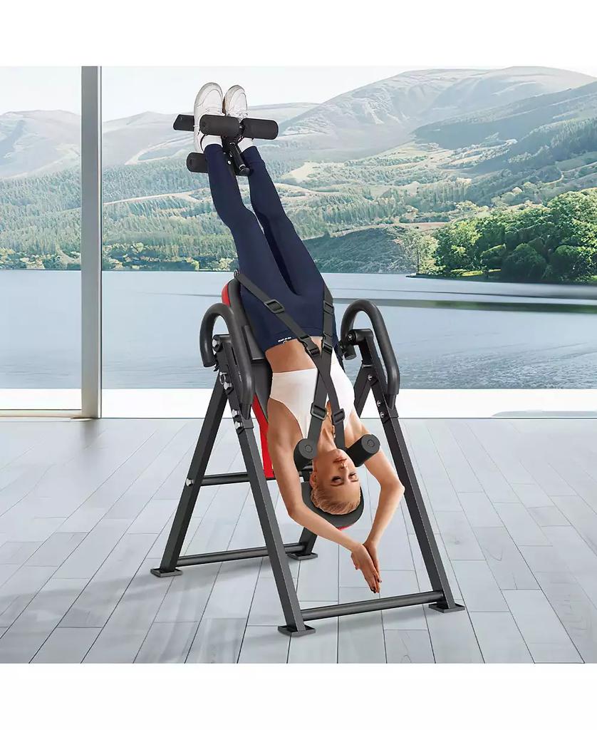 Mecale Inversion Table, Heavy-Duty Back Stretcher with 300 lb Capacity, Adjustable Belt, Ankle Lock and Headrest for Strength Training