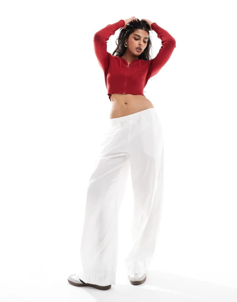 PacSun Pacsun sammi ribbed cropped hoodie in red 3