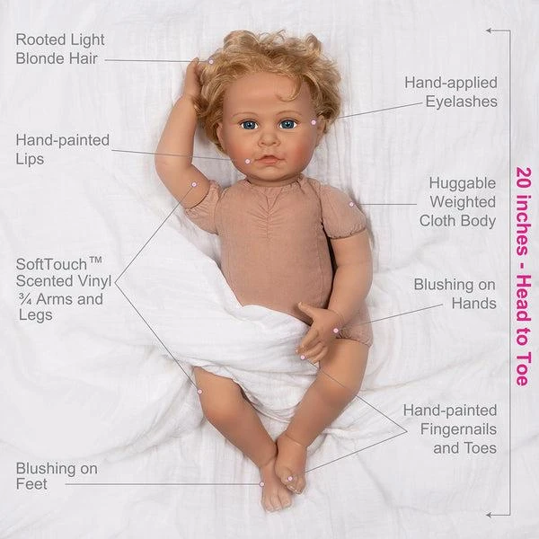 Karen Scott Paradise Galleries  Reborn Baby Doll,  Designer's Doll Collections, Made in Soft Touch Vinyl with Pink Ruffled Dress with matching pantaloons 4