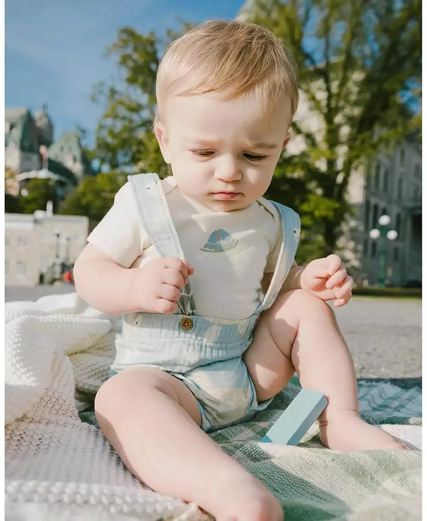 Deux par Deux Baby Boys Cotton Jersey Onesie and Muslin Shortall Set 3