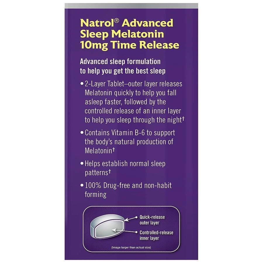 Natrol Advanced Sleep Melatonin 10 mg Tablets Time Released 2