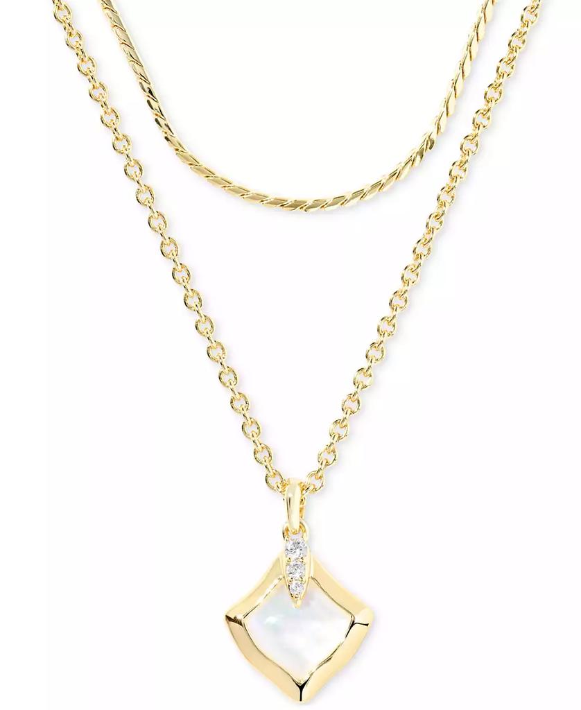 Kendra Scott Pavé & Color Mother-of-Pearl Layered Pendant Necklace, 15" + 3" extender