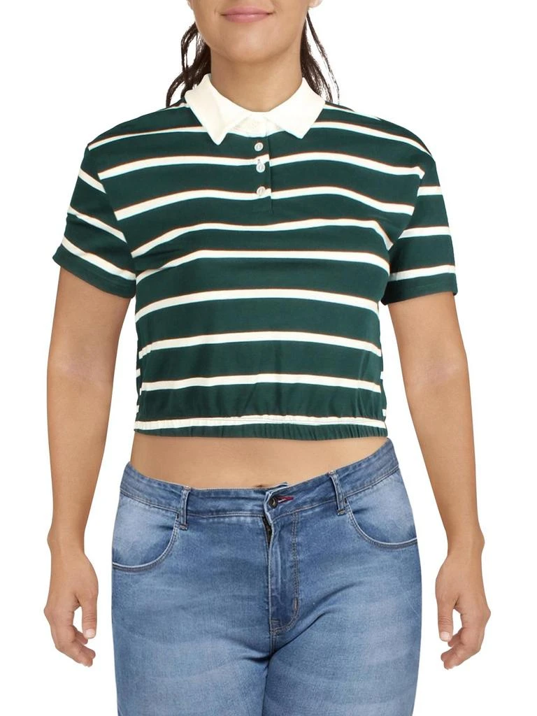 Crave Fame Womens Collared Striped Polo Top 4