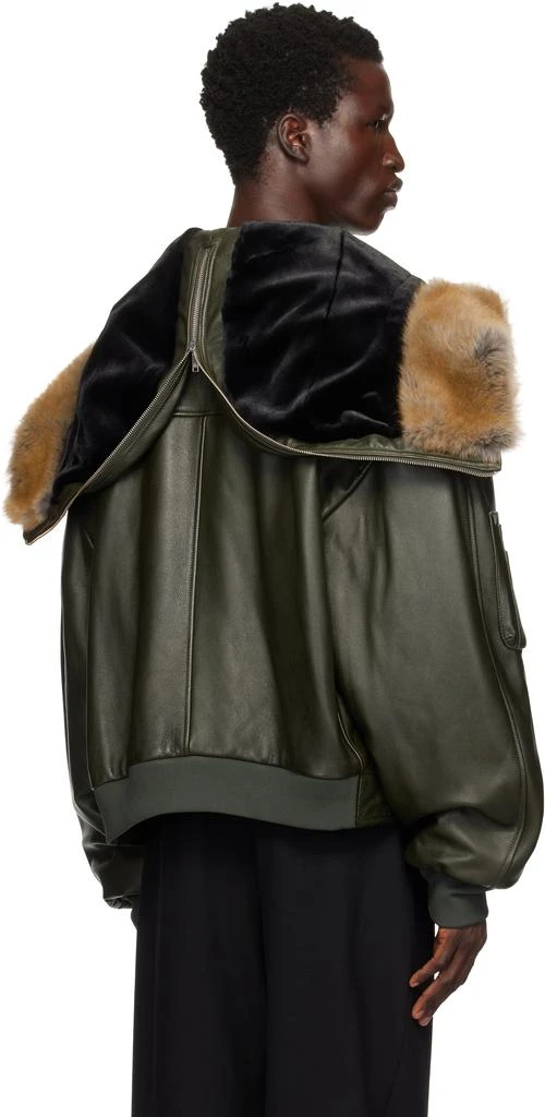 Moose Knuckles Green AJR Split Hood Leather Bomber Jacket 3