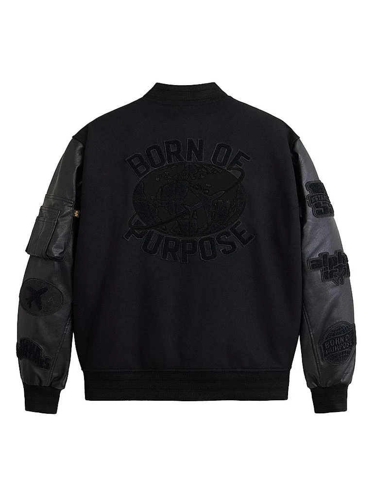 Alpha Industries MA-1 Leather Sleeve Varsity Jacket 2