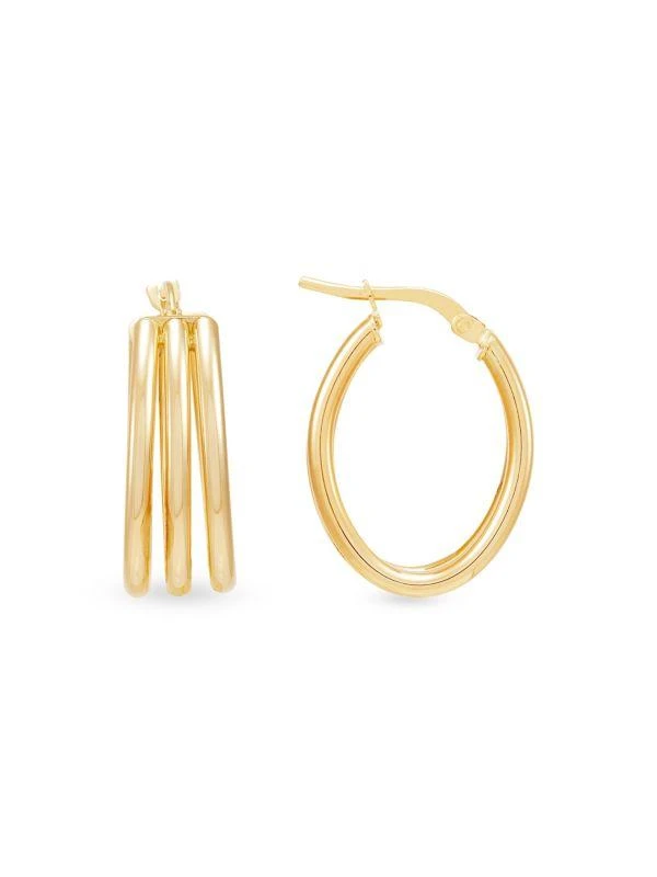 Saks Fifth Avenue 14K Yellow Gold Triple Row Hoop Earrings 1