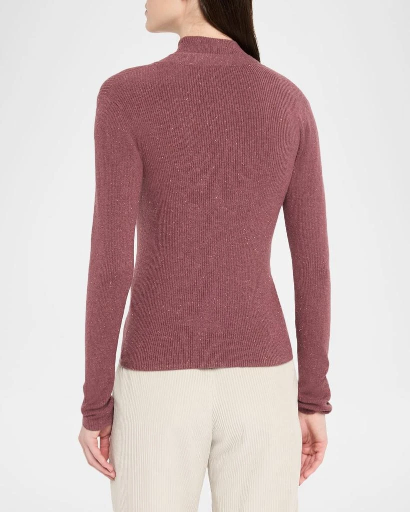 Brunello Cucinelli Metallic Cashmere Rib Knit V-Neck Cardigan 3