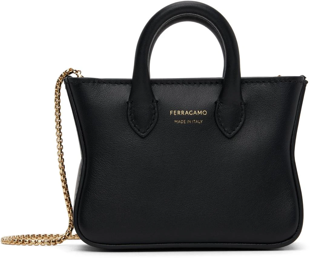 Salvatore Ferragamo Black Tote Mini Charm Coin Pouch
