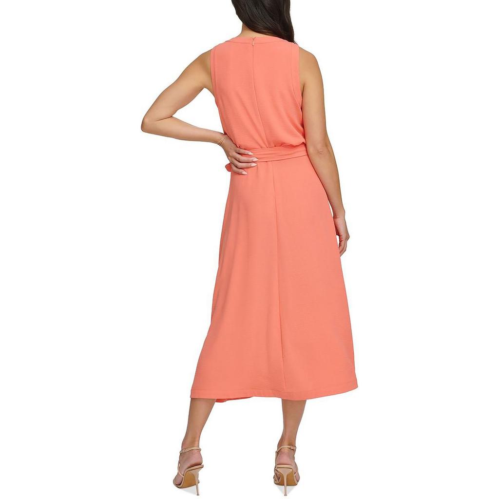 DKNY Womens Hi-Low Sleeveless Fit & Flare Dress