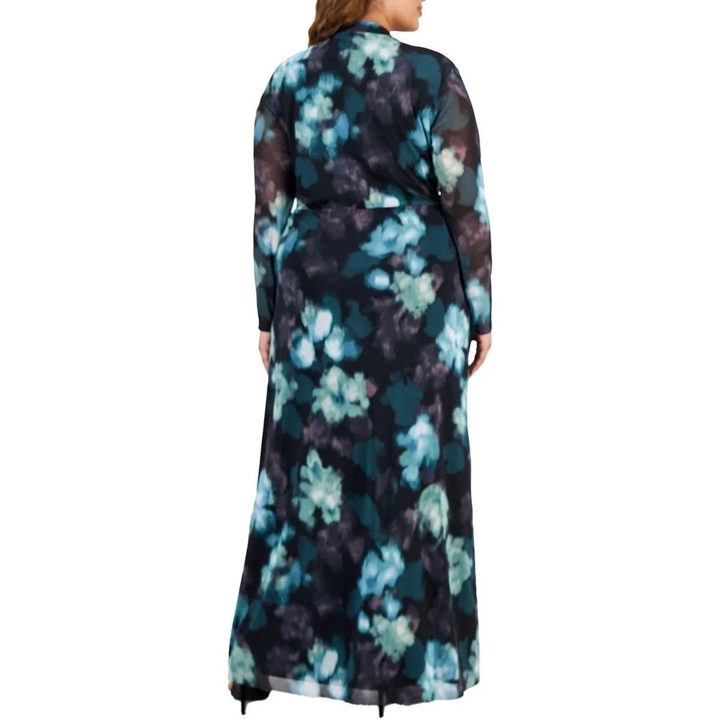 Anne Klein Plus Womens Printed Mesh Evening Dress 2
