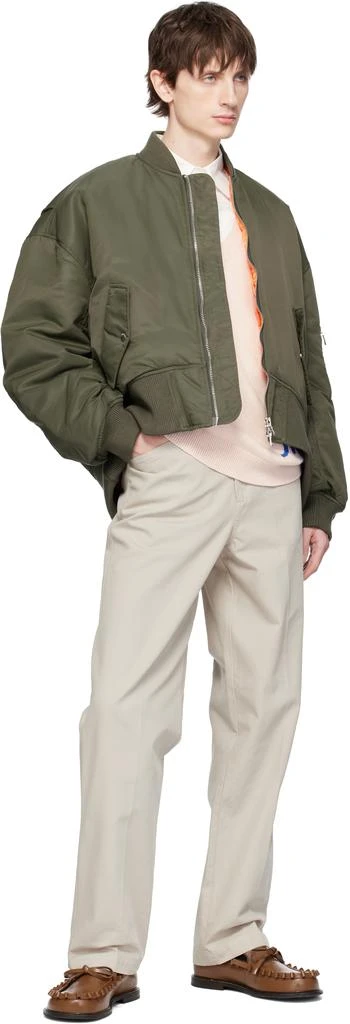 JW Anderson Green Curved Hem Oversized Bomber Jacket 4