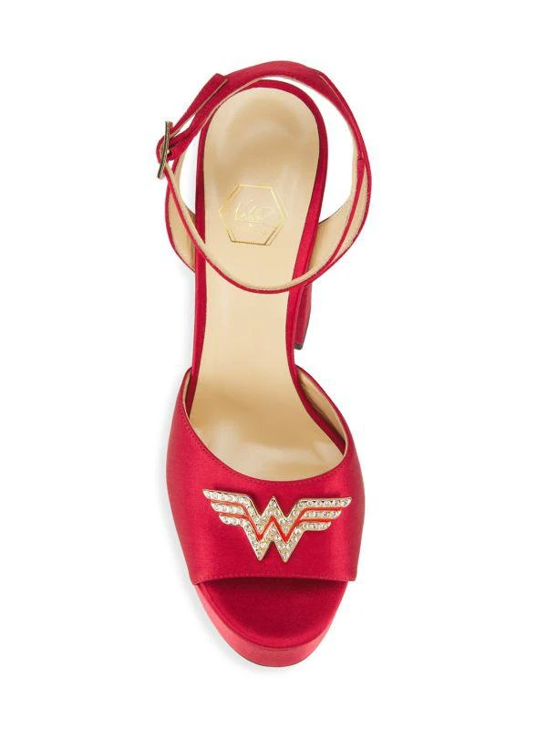 Nalebe Warner Bros X Nalebe Wonder Woman 130MM Silk & Crystal Platform Sandals 5