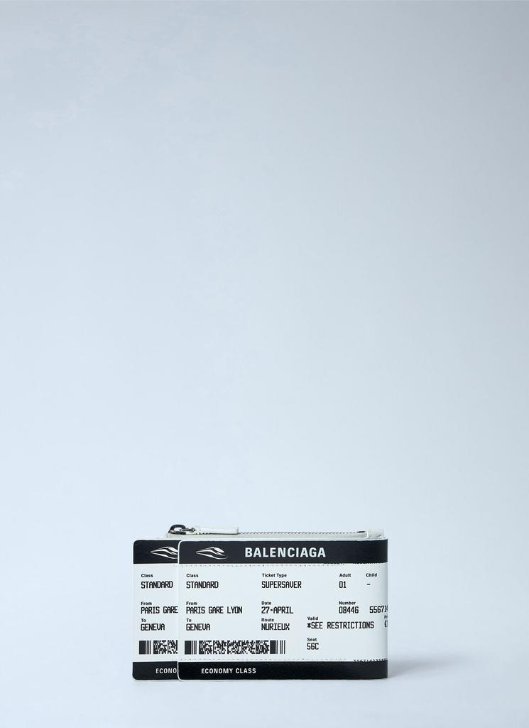 Balenciaga Ticket-Print Leather Zip Pouch