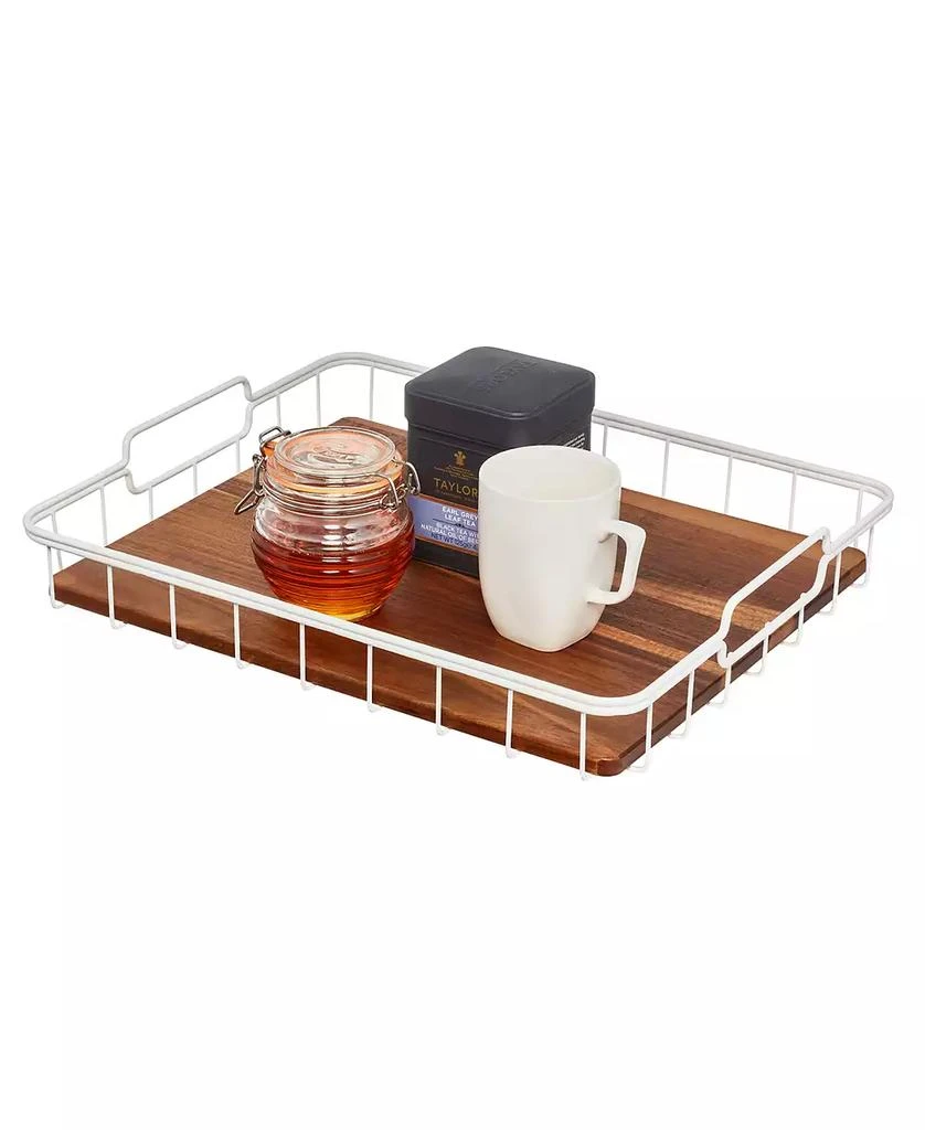 iDesign Wire and Acacia Wood Serving Tray 3