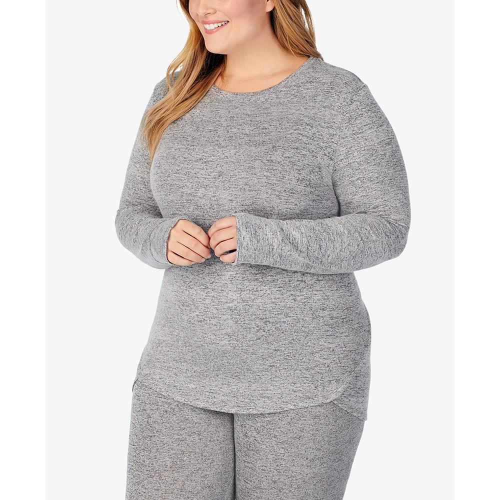 Cuddl Duds Plus Size Long-Sleeve Thumbhole Crewneck Top