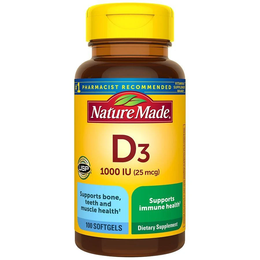 Nature Made Vitamin D3 1000 IU (25 mcg) Softgels 1