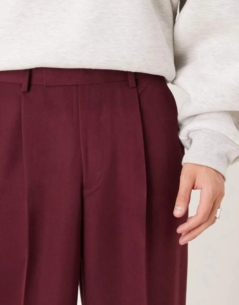 ASOS ASOS DESIGN smart balloon trousers with front pleat in burgundy 3