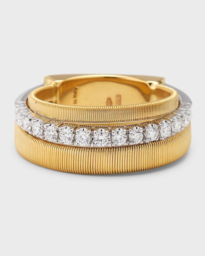 Marco Bicego 18K Yellow Gold Masai Ring with One Strand of Diamonds, Size 7