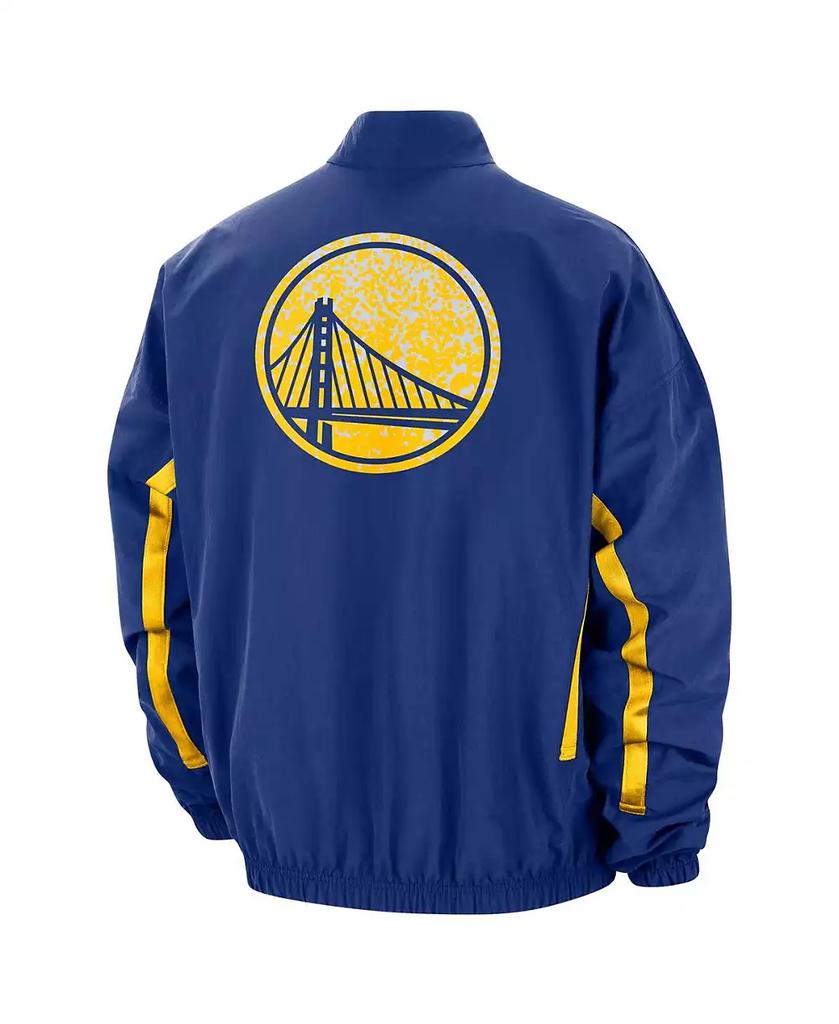 NIKE Men's Royal Distressed Golden State Warriors Courtside Vintage-Like Warmup Full-Zip Jacket