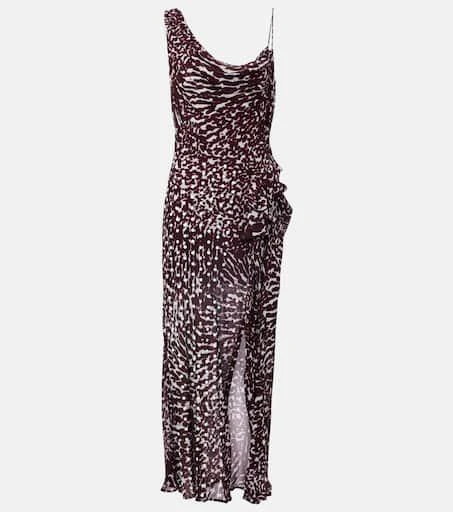 Dries Van Noten Printed draped one-shoulder midi dress 1
