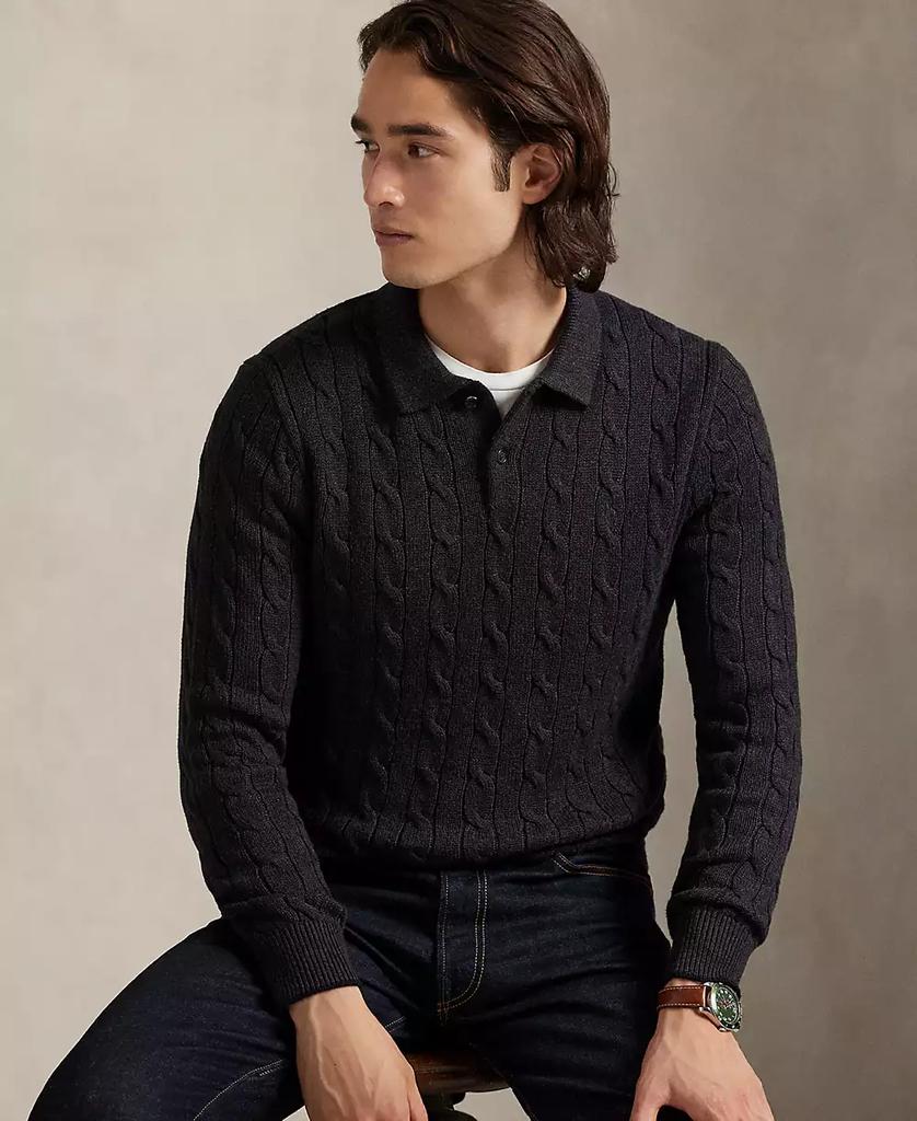 Ralph Lauren Men's Cable-Knit Cotton Polo Collar Sweater