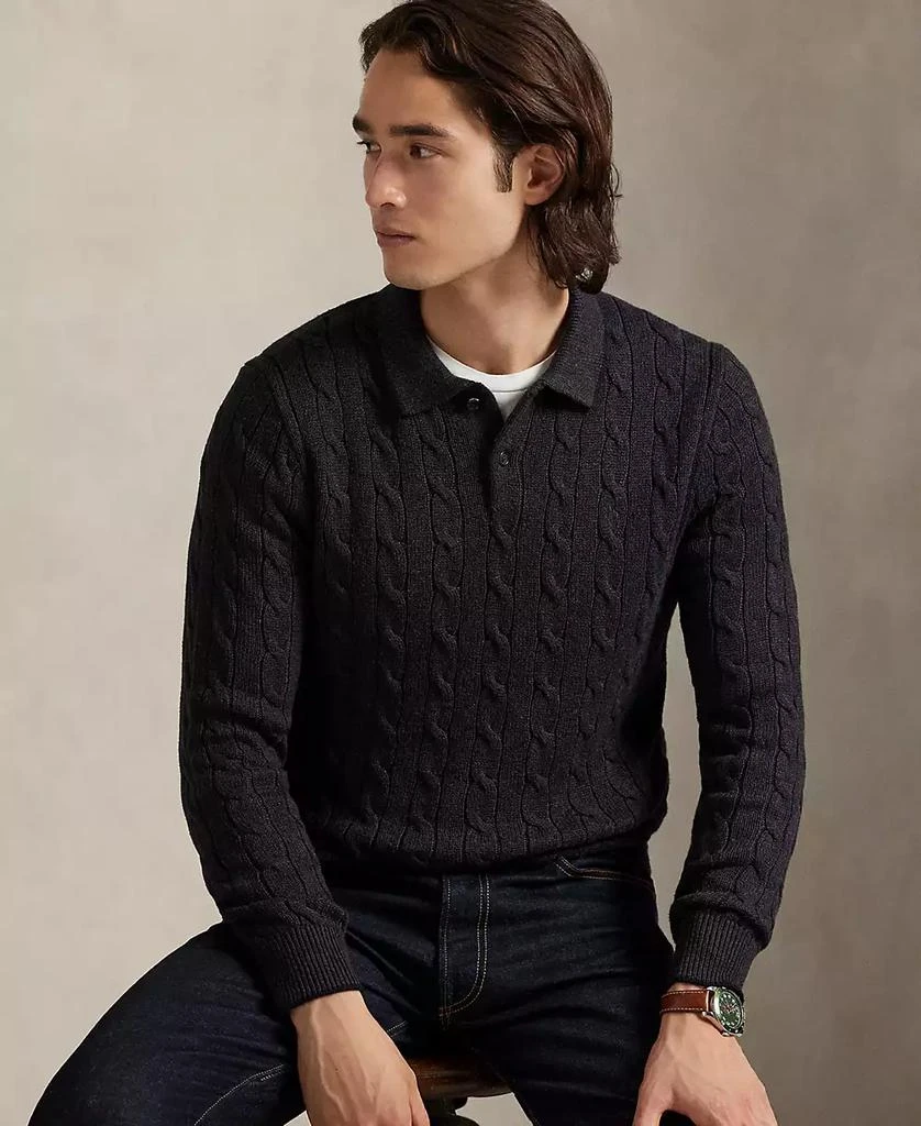 Ralph Lauren Men's Cable-Knit Cotton Polo Collar Sweater 1
