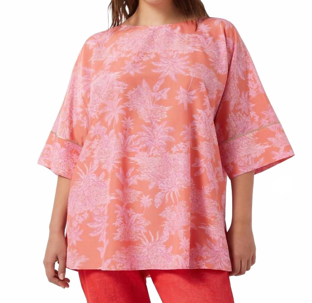 Marina Rinaldi Nazione Crepe De Chine Blouse In Orange