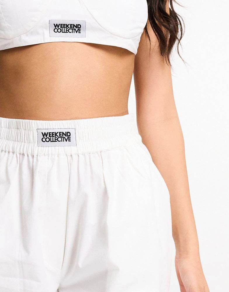 ASOS Weekend Collective Weekend Collective woven trousers with label in white 5