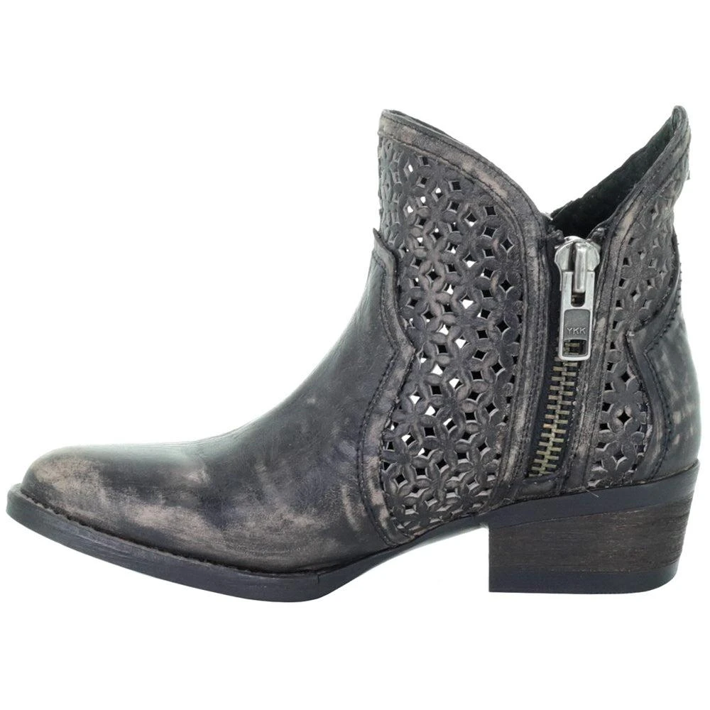 Circle G by Corral Hand Cut Zippered Round Toe Cowboy Booties 4