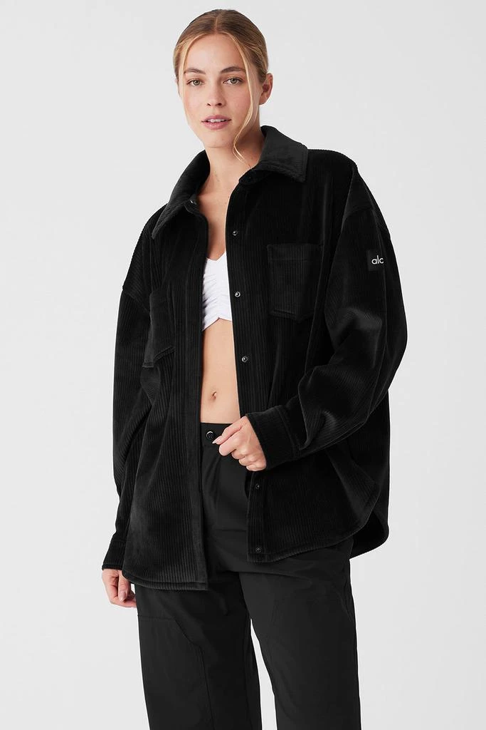 Alo Ribbed Velour Mountain Side Shacket - Black 1