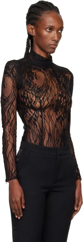Balmain Black Long-Sleeved Lace Bodysuit 2
