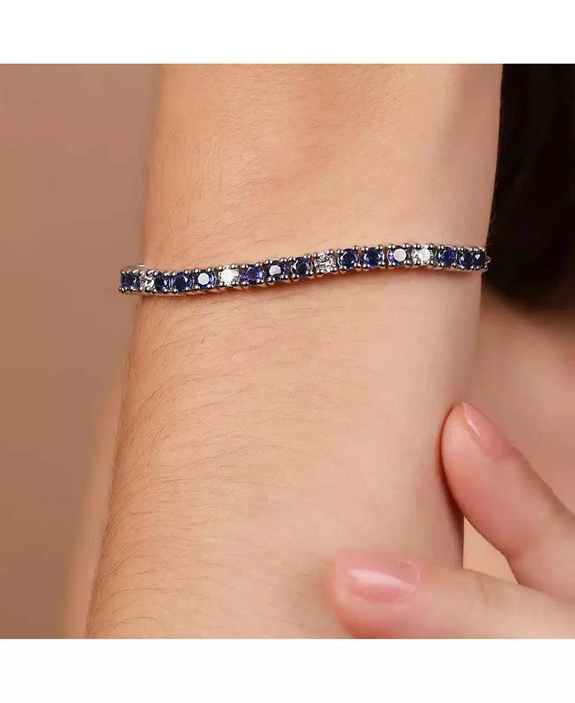 Bling Jewelry Alternating Created Synthetic Blue Sapphire White Zircon Bolo Tennis Bracelet Adjustable 7-8 Inch Sterling Silver 3