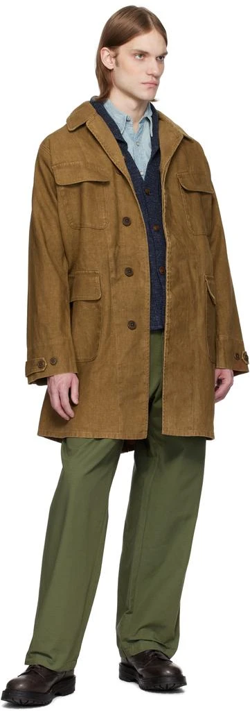RRL Brown Bonded Linen Walking Coat 4