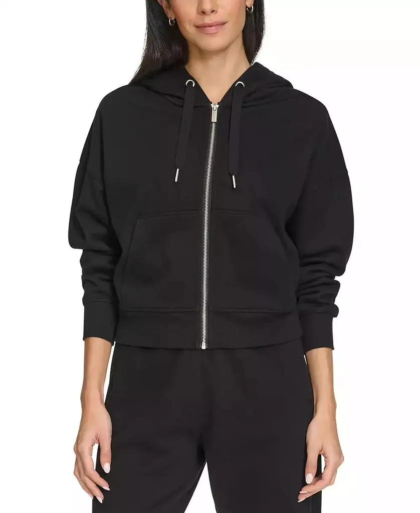 Calvin Klein Women's Fleece Crop Zip-Front Long-Sleeve Hoodie
