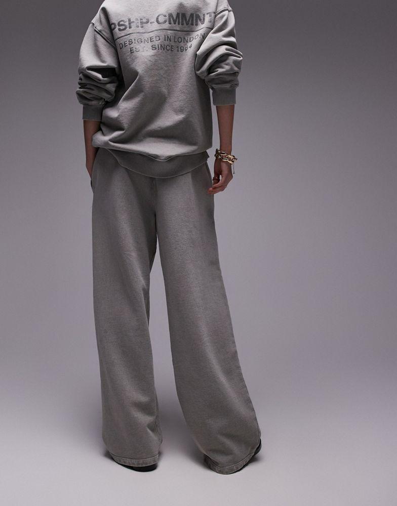 Topshop Topshop community co-ord graphic straight leg jogger in grey -  Joggers - BeyondStyle