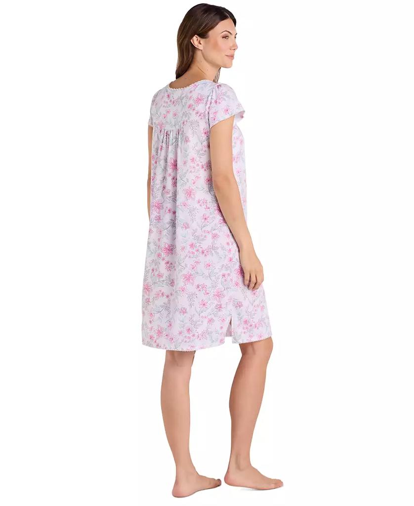 Miss Elaine Women's Short-Sleeve Printed Short Gown