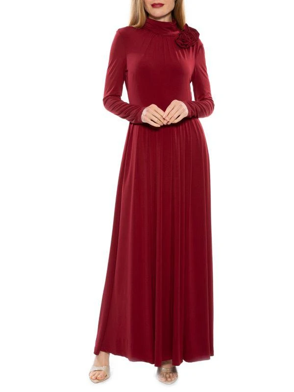 ALEXIA ADMOR Angelina Rosette Fit & Flare Maxi Dress 1