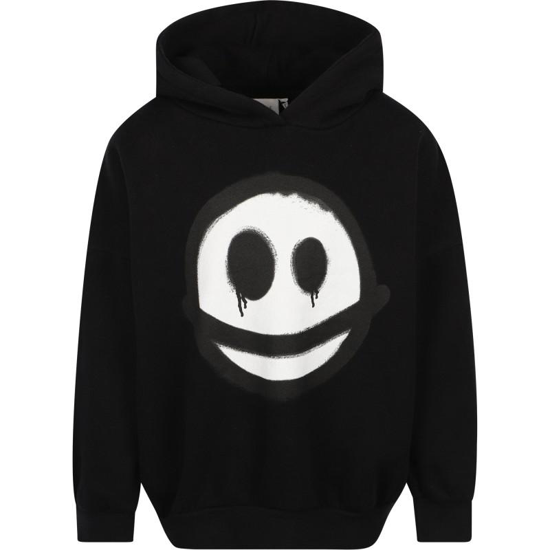 Little Man Happy Happy sad organic hoodie and sweatpants set in black and white