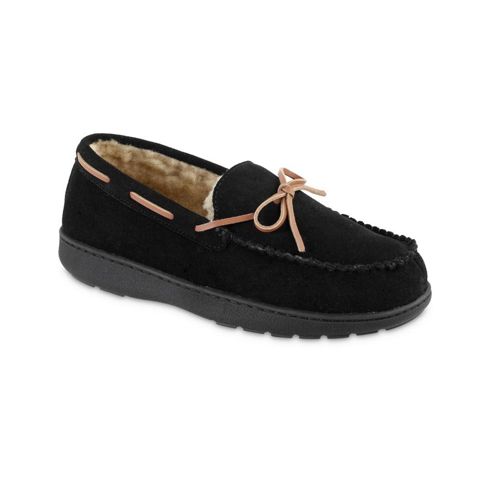 Isotoner Signature Men's Genuine Suede Moccasin Comfort Slipper with Berber lining