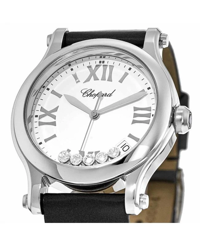 Chopard Chopard Happy Sport Medium 36mm Floating Diamond Dial Black Satin Strap Women's Watch 278582-3001S 2