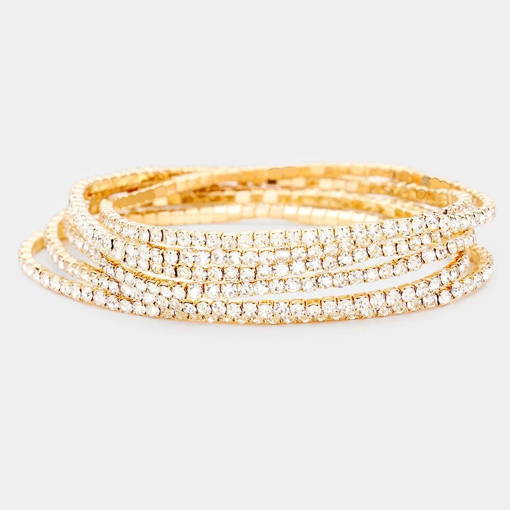 FASHNZFAB 6PCS - Rhinestone Stretch Evening Bracelets 10