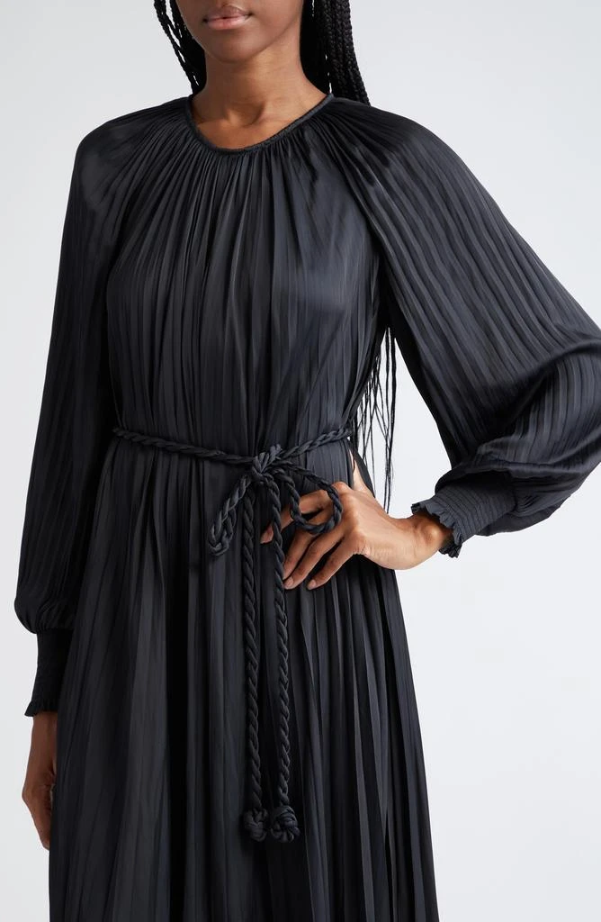 Ulla Johnson Zora Long Sleeve Pleated Satin Maxi Dress 4