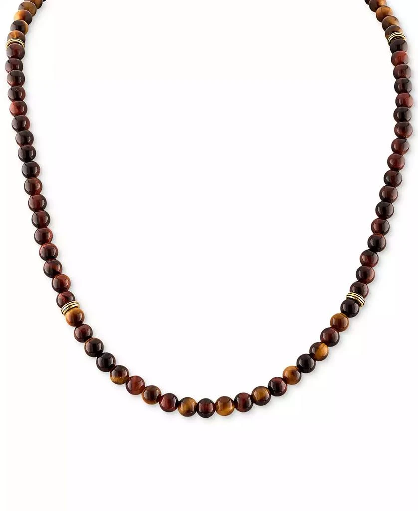 Esquire Men's Jewelry Red Tiger Eye Statement Necklace in 18k Gold-Plated Sterling Silver, Created by Macy's 1